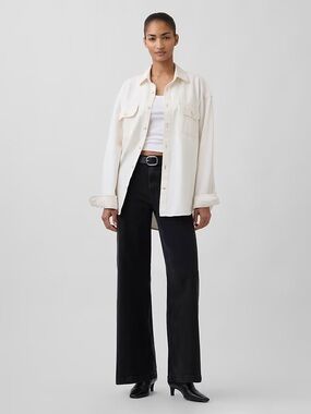 GAP High Rise Stride Wide Leg Jeans 24P Washed Black